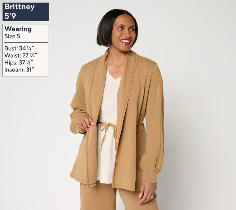 LOGO Lounge by Lori Goldstein Open Front Shawl Collar Cardigan — View 9