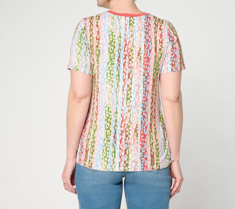 LOGO by Lori Goldstein Rayon 230 Printed Ringer Tee — View 4