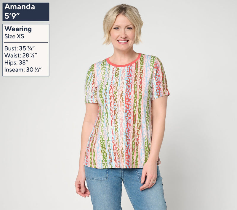 LOGO by Lori Goldstein Rayon 230 Printed Ringer Tee — View 3