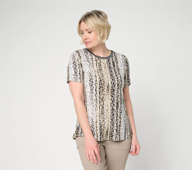 LOGO by Lori Goldstein Rayon 230 Printed Ringer Tee — View 12