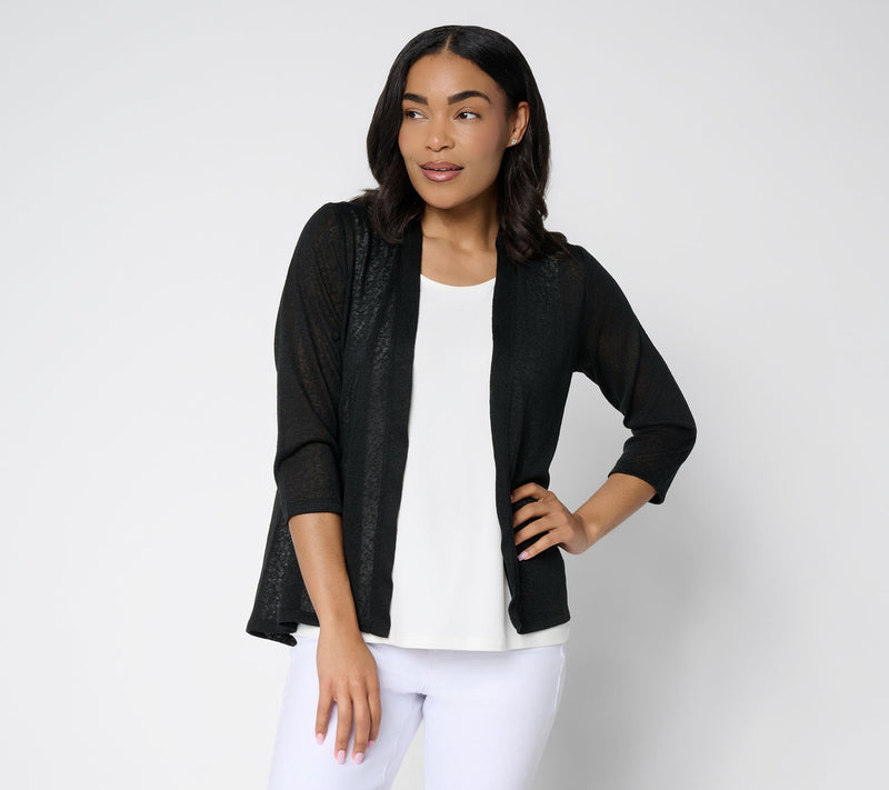 Denim & Co. Slub Knit Open Front 3/4-Sleeve Cardigan — View 17