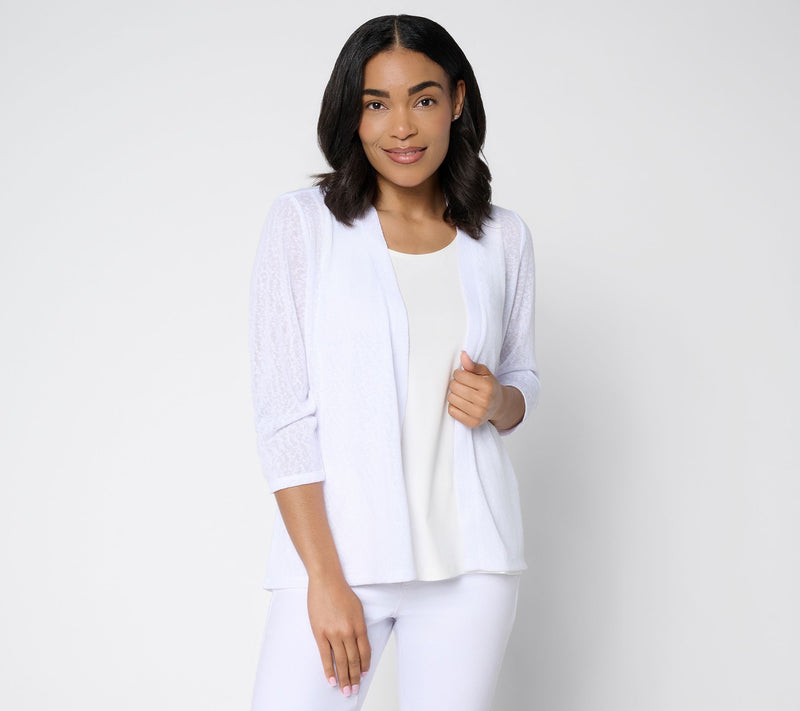 Denim & Co. Slub Knit Open Front 3/4-Sleeve Cardigan — View 18