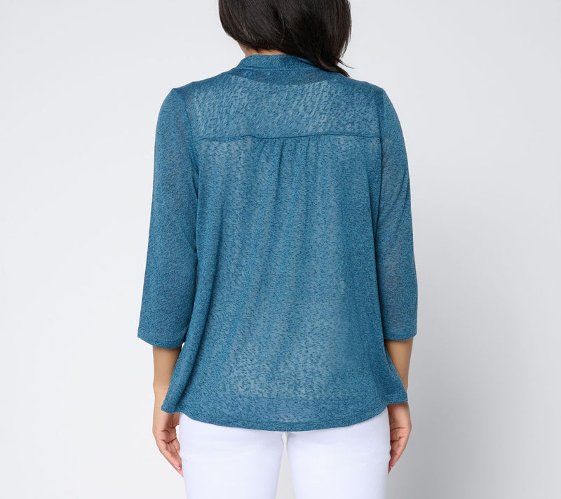 Denim & Co. Slub Knit Open Front 3/4-Sleeve Cardigan — View 4