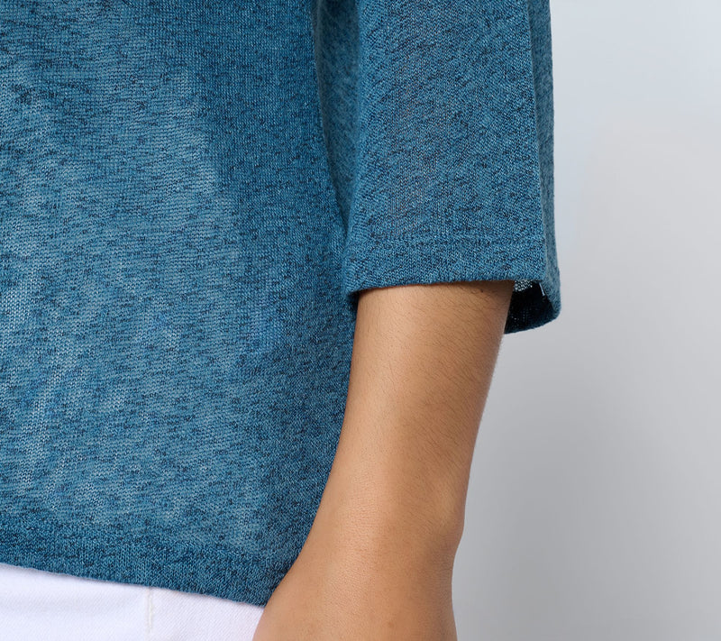 Denim & Co. Slub Knit Open Front 3/4-Sleeve Cardigan — View 6