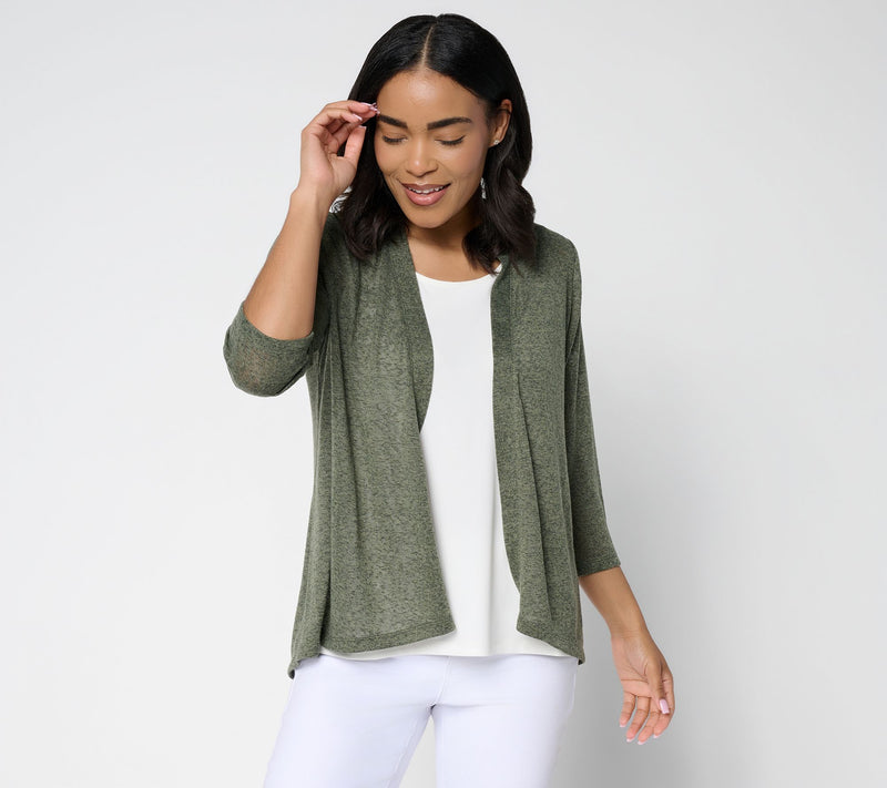 Denim & Co. Slub Knit Open Front 3/4-Sleeve Cardigan — View 23