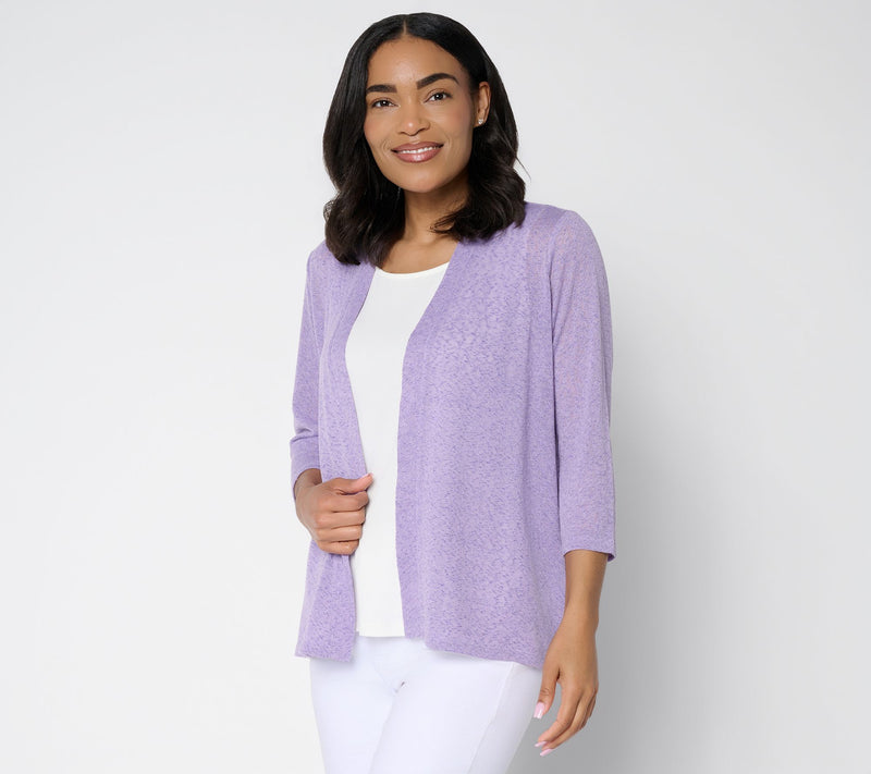 Denim & Co. Slub Knit Open Front 3/4-Sleeve Cardigan — View 24