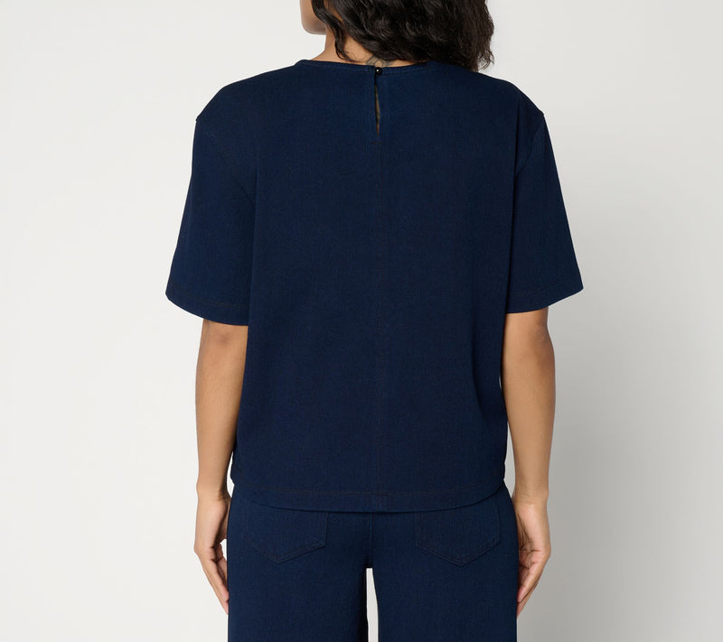 RM Studio x Rebecca Minkoff Knit Twill Short Sleeve Top — View 3