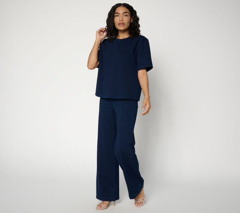 RM Studio x Rebecca Minkoff Regular Pull-On Knit Twill Wide Leg Pants — View 4