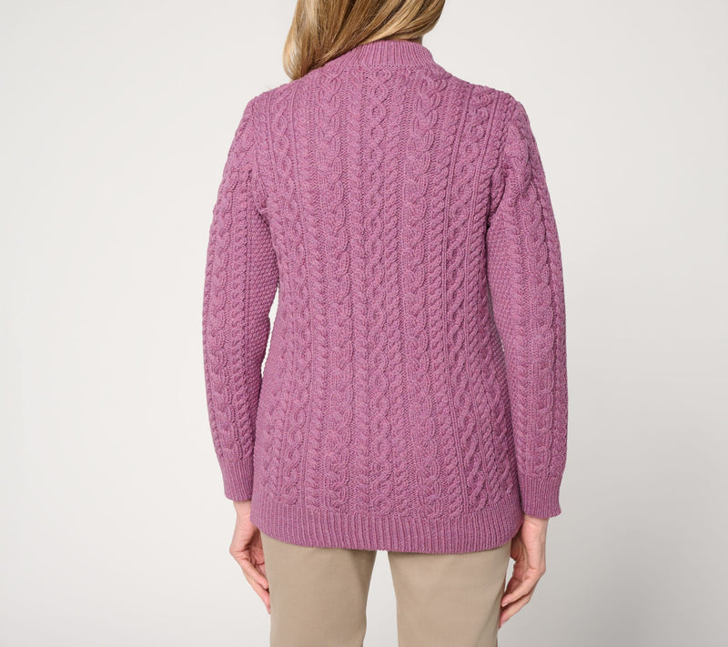 Aran Crafts Merino Wool Zip Front Cardigan — View 3
