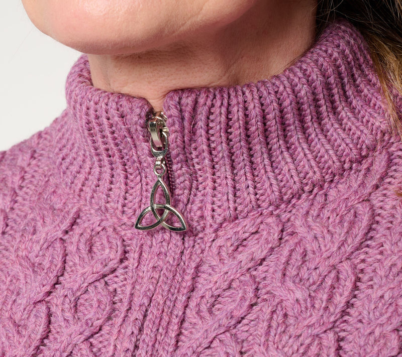 Aran Crafts Merino Wool Zip Front Cardigan — View 5