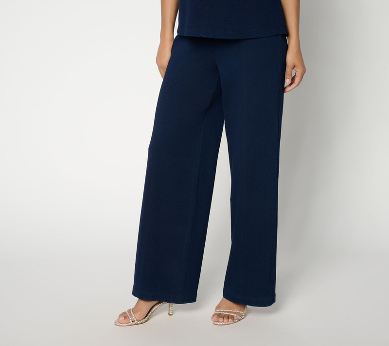 RM Studio x Rebecca Minkoff Petite Pull-On Knit Twill Wide Leg Pants — Main view