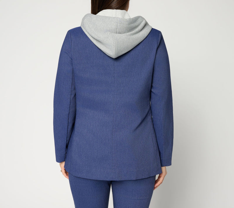 RM Studio x Rebecca Minkoff Stretch Twill Blazer with Removable Hood — View 4