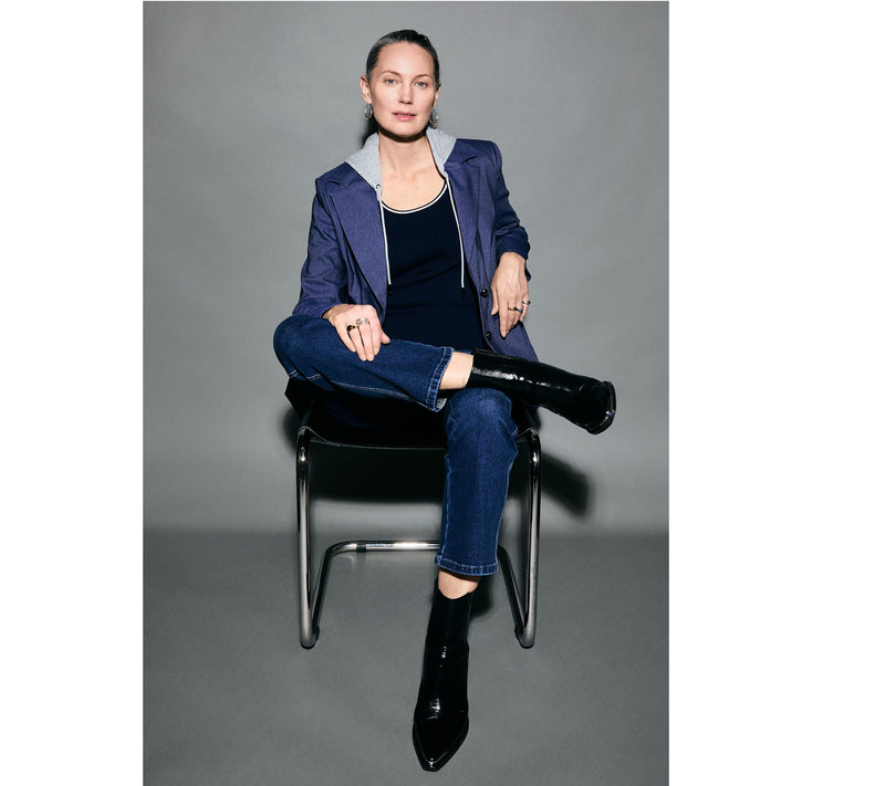RM Studio x Rebecca Minkoff Stretch Twill Blazer with Removable Hood — View 2