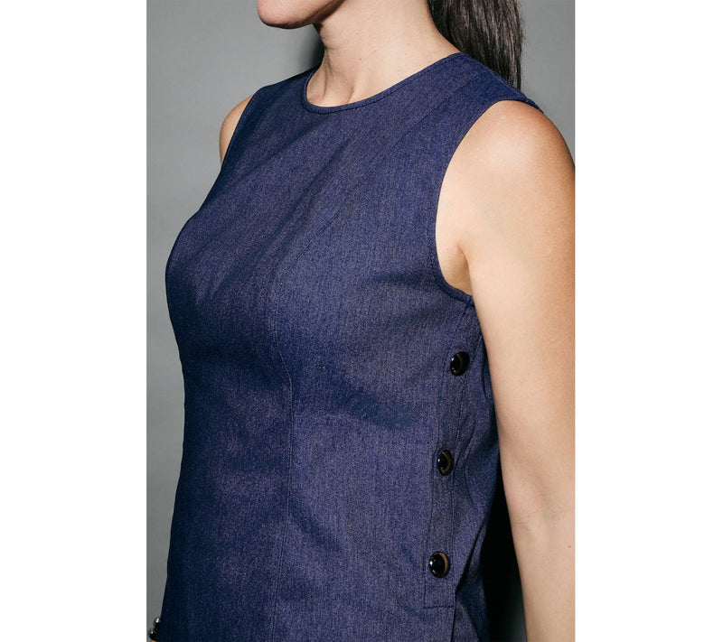 RM Studio x Rebecca Minkoff Stretch Twill Button Detail Sleeveless Top — View 2