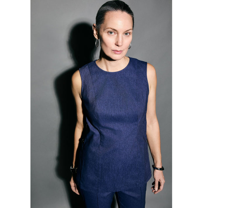 RM Studio x Rebecca Minkoff Stretch Twill Button Detail Sleeveless Top — View 8