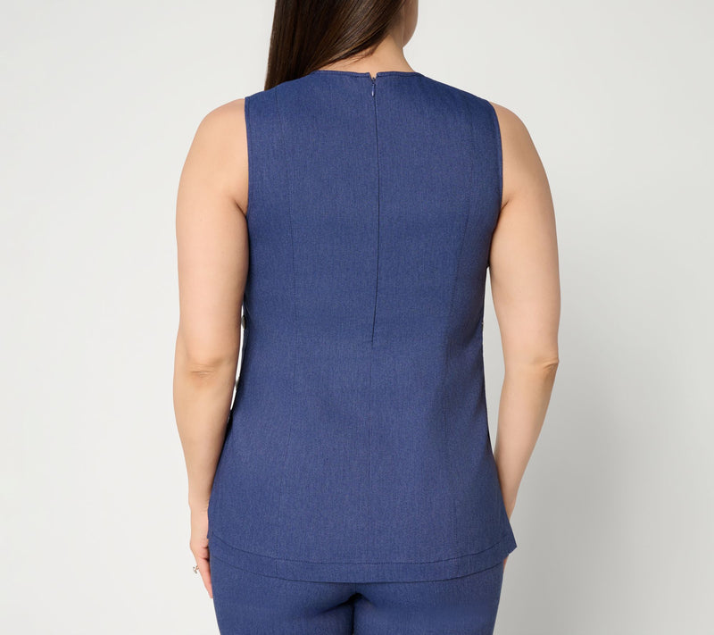 RM Studio x Rebecca Minkoff Stretch Twill Button Detail Sleeveless Top — View 4
