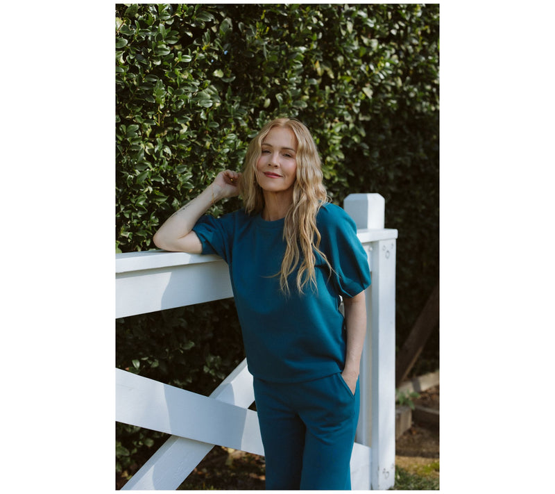 Me Time by Jennie Garth French Terry Pleated Sleeve Sweatshirt — View 7