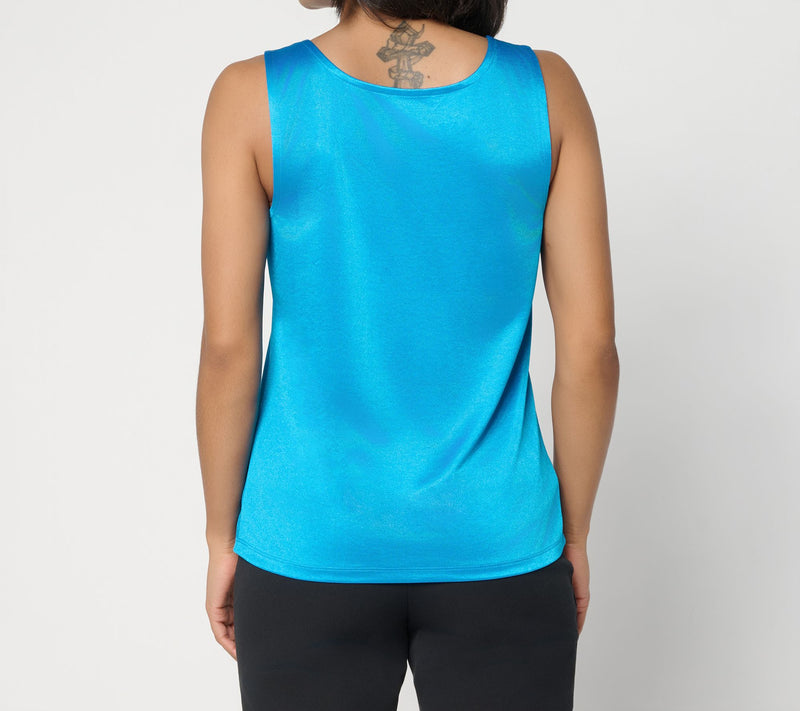 BEAUTIFUL by Lawrence Zarian Scoop Neck Satin Knit Tank Top — View 3