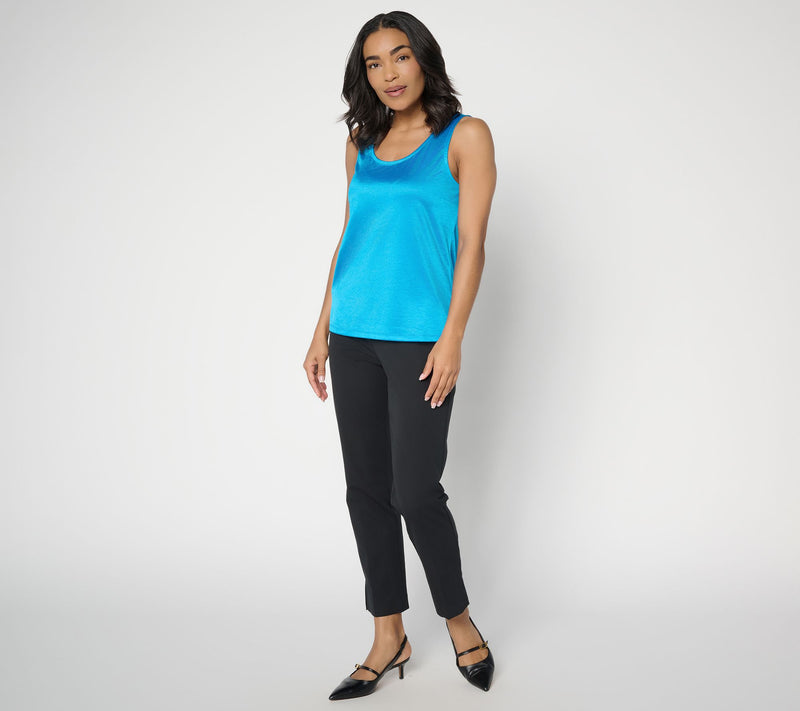 BEAUTIFUL by Lawrence Zarian Scoop Neck Satin Knit Tank Top — View 4
