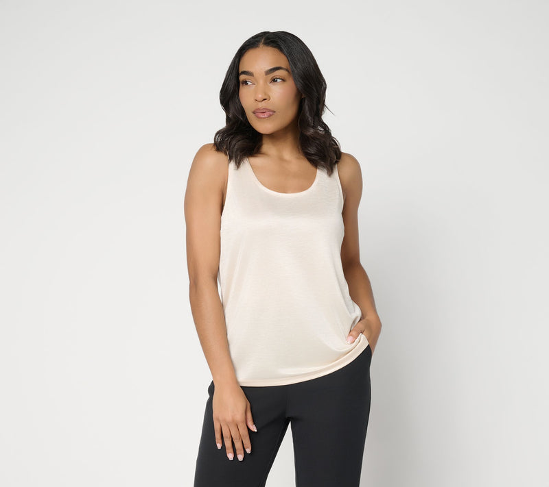BEAUTIFUL by Lawrence Zarian Scoop Neck Satin Knit Tank Top — View 14
