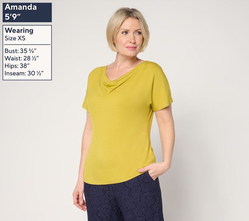 BEAUTIFUL by Lawrence Zarian Cowl Neck Cap Sleeve Top — View 3