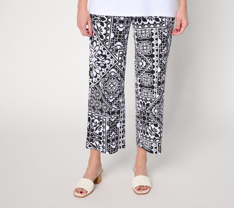 Susan Graver Regular Printed Liquid Knit Straight Leg Crop Pant — View 10