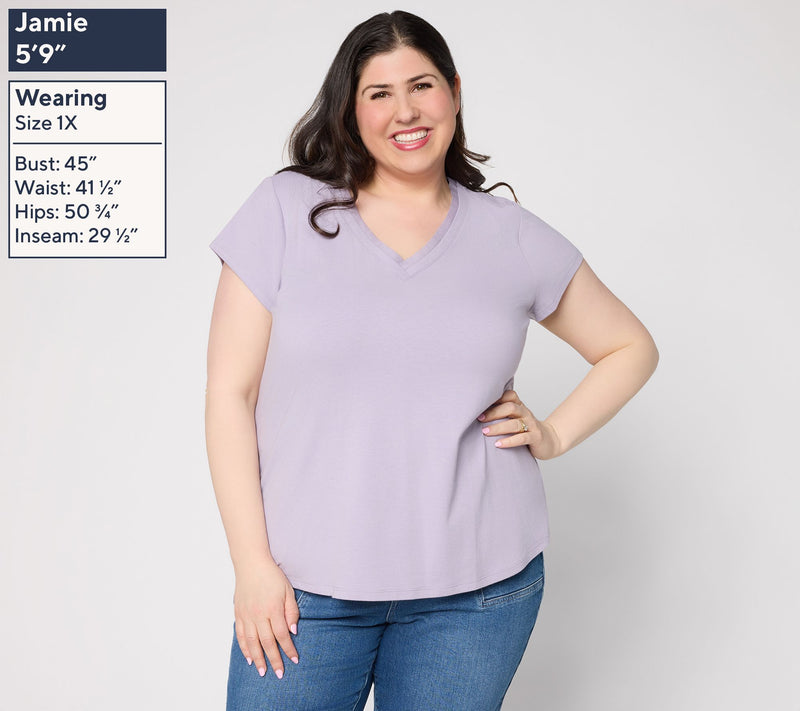 BEAUTIFUL by Lawrence Zarian Classic Knit Mixed Media V-Neck Top — View 2