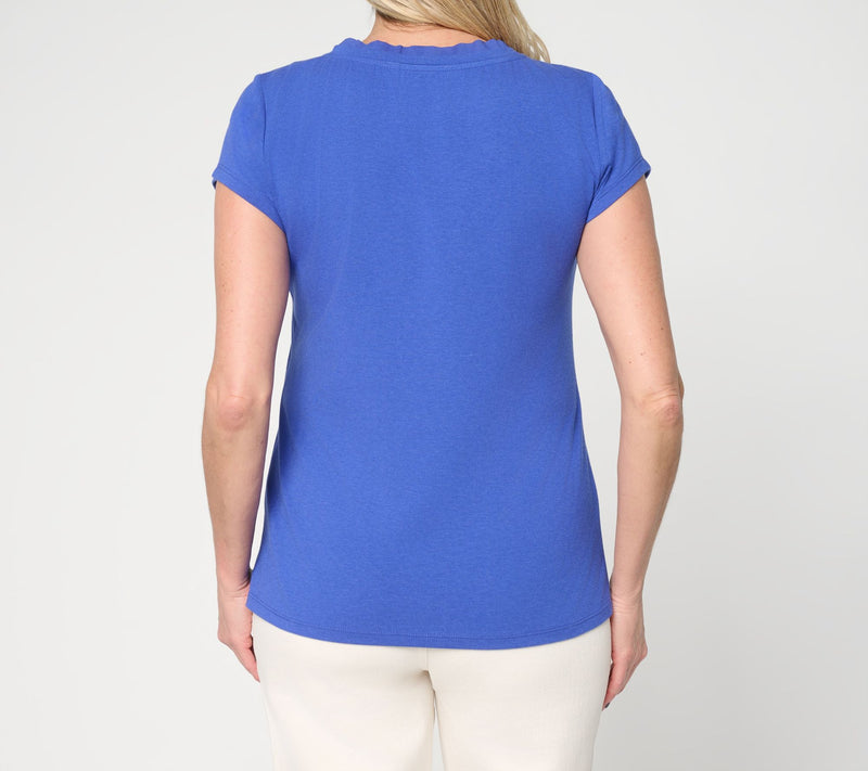 BEAUTIFUL by Lawrence Zarian Classic Knit Mixed Media V-Neck Top — View 4