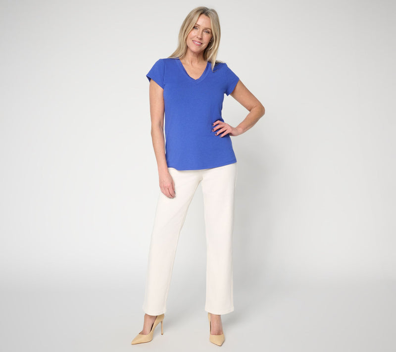 BEAUTIFUL by Lawrence Zarian Classic Knit Mixed Media V-Neck Top — View 5