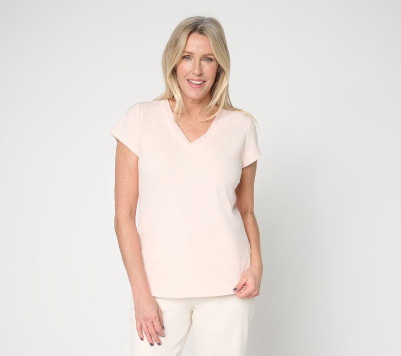 BEAUTIFUL by Lawrence Zarian Classic Knit Mixed Media V-Neck Top — View 14