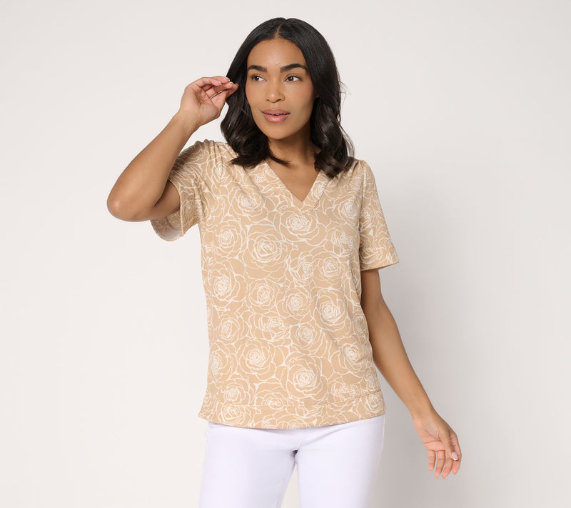BEAUTIFUL by Lawrence Zarian Print & Solid Pebble Knit Crepe Top — View 13
