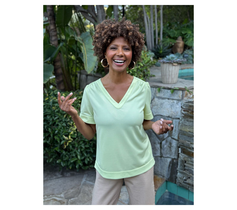 BEAUTIFUL by Lawrence Zarian Print & Solid Pebble Knit Crepe Top — View 6