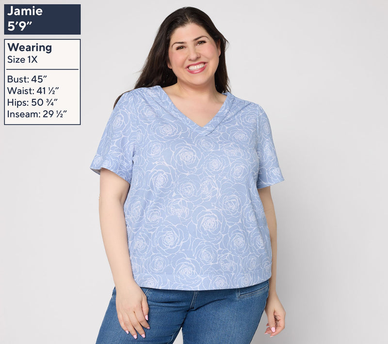 BEAUTIFUL by Lawrence Zarian Print & Solid Pebble Knit Crepe Top — View 2