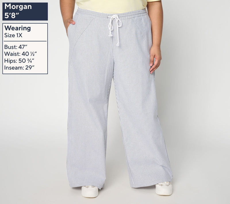 Peace Love World Petite Full Length Railraod Stripe Pants — View 2