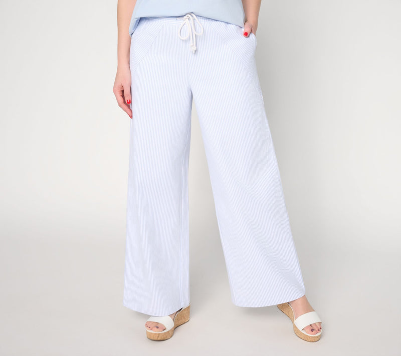 Peace Love World Petite Full Length Railraod Stripe Pants — Main view