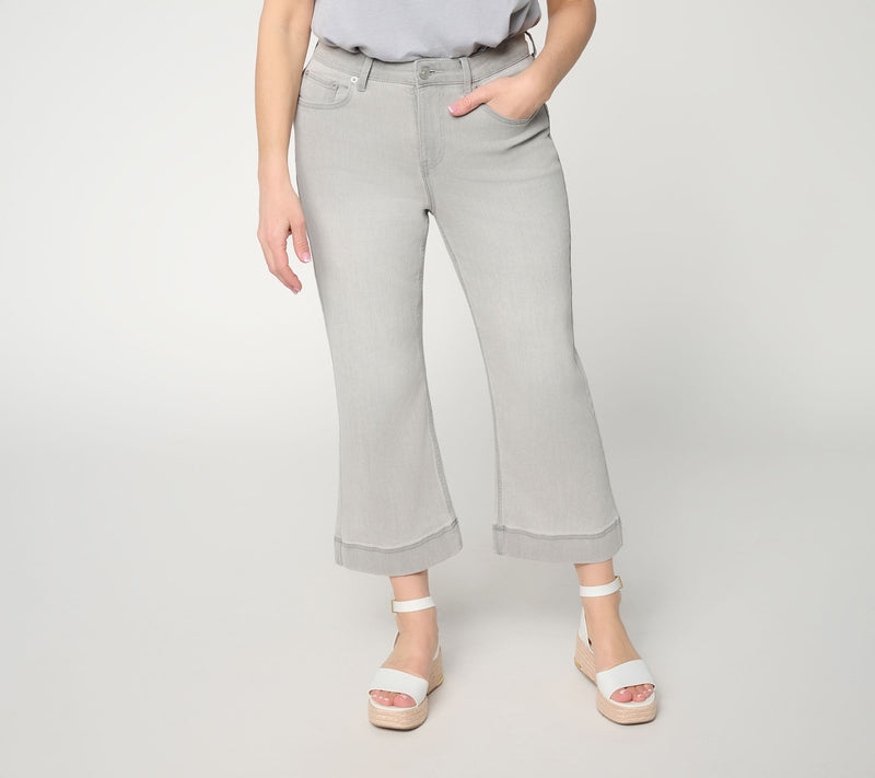 LOGO by Lori Goldstein Tall Grey Kick Flare Jeans — Main view