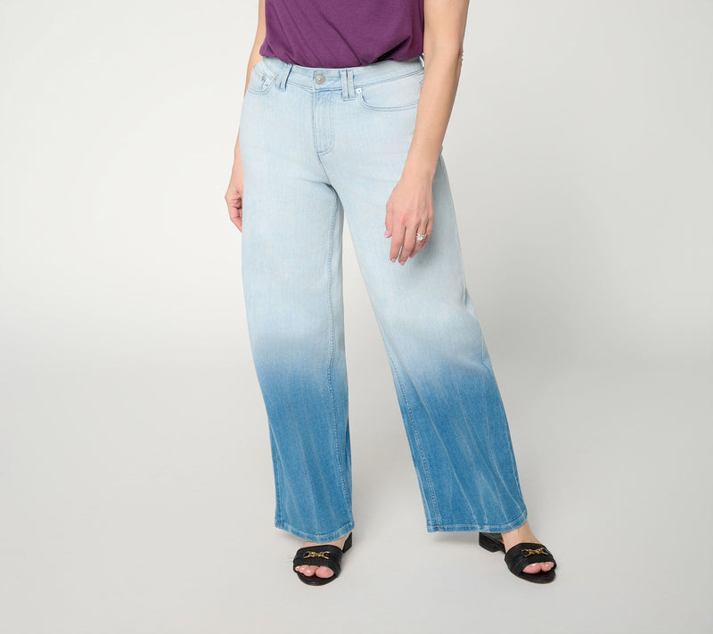 LOGO by Lori Goldstein Regular Wide Leg Jean with Dye Effect — Main view