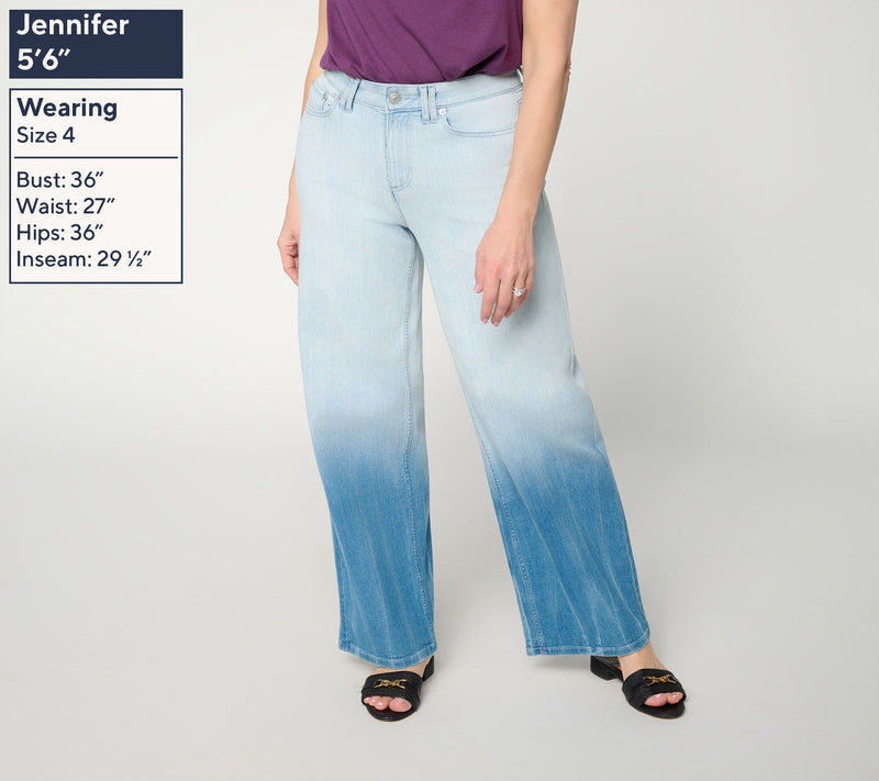 LOGO by Lori Goldstein Tall Wide Leg Jean with Dye Effect — View 6