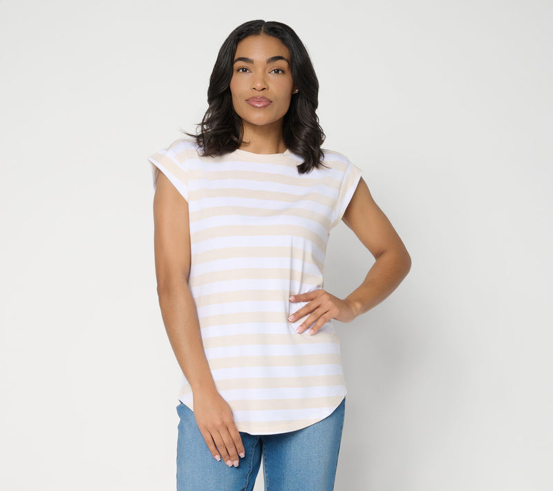 AnyBody Cozy Knit Jersey Striped Muscle Tee — View 12
