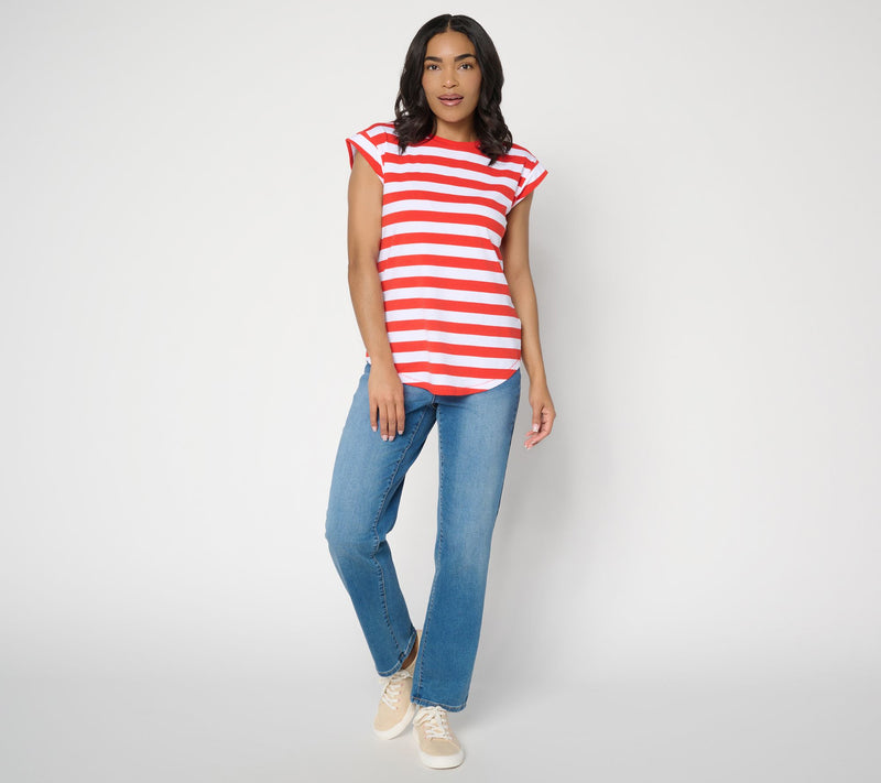 AnyBody Cozy Knit Jersey Striped Muscle Tee — View 5