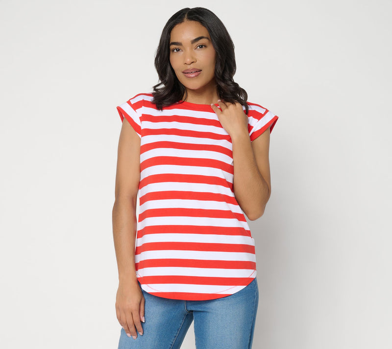 AnyBody Cozy Knit Jersey Striped Muscle Tee — View 13