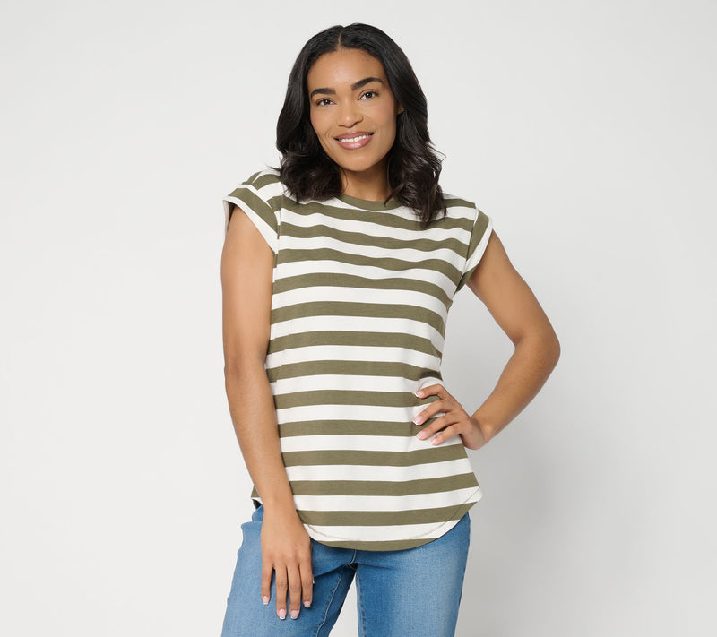 AnyBody Cozy Knit Jersey Striped Muscle Tee — View 14