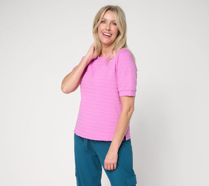 AnyBody Dobby French Terry Scoop Neck Top