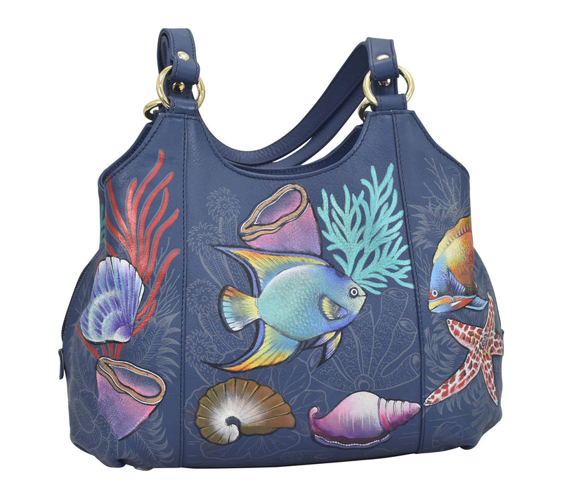 Anuschka Painted Leather Triple CompartmentSatchel — View 10