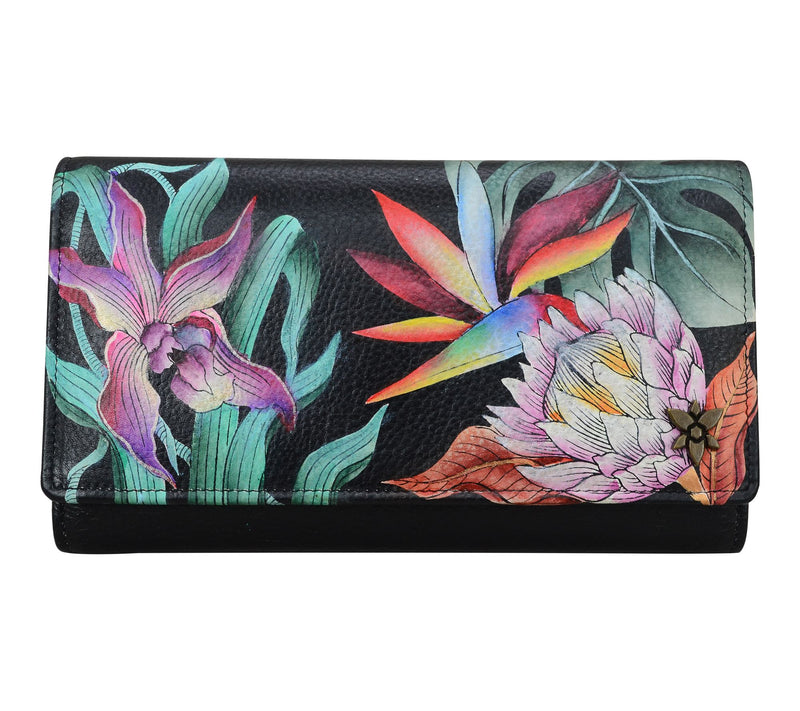 Anuschka Painted Leather Checkbook Clutchwith FID — View 8