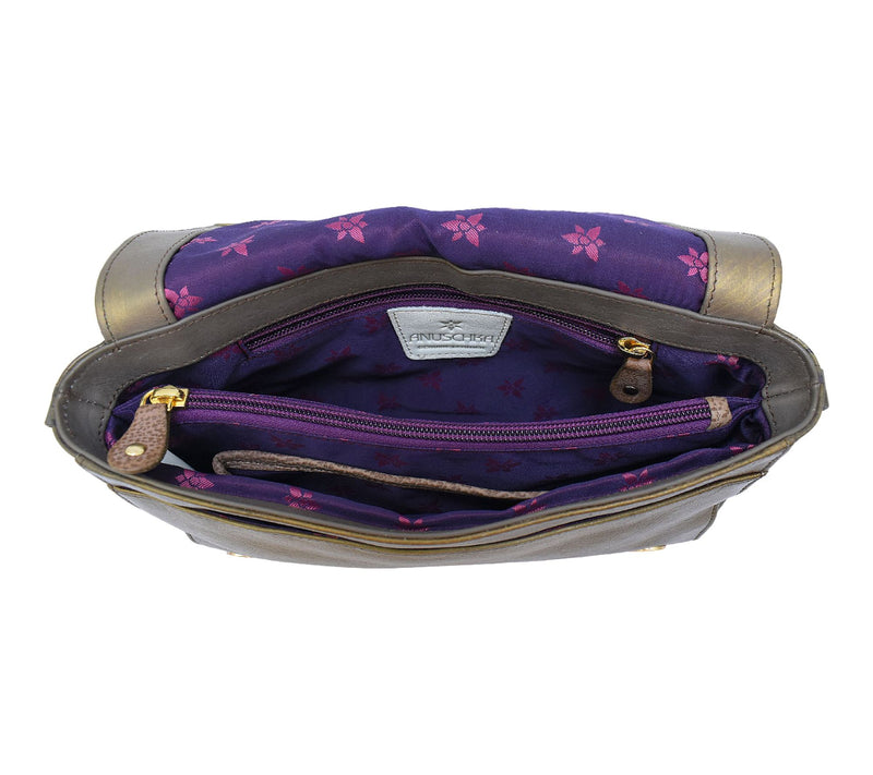 Anuschka Painted Leather Flap Crossbody With Shulder Strap — View 3