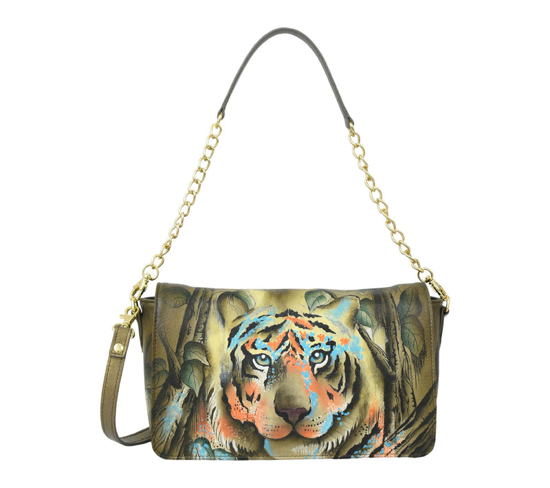 Anuschka Painted Leather Flap Crossbody With Shulder Strap — View 6