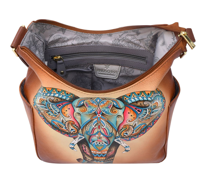 Anuschka Painted Leather Classic Hobo WithSide Pockets — View 3