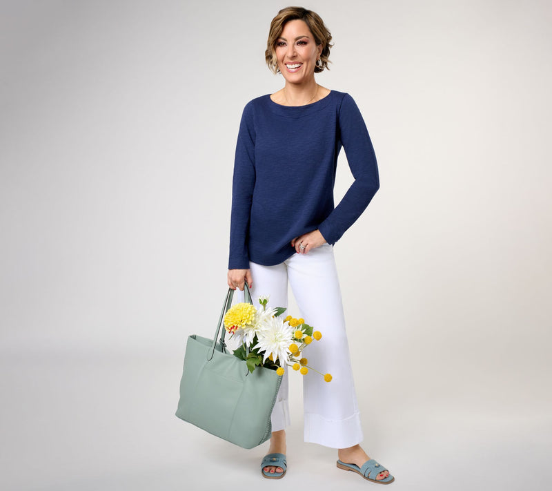 Studio Park x Amy Stran Long Sleeve Cotton Slub Top — View 7