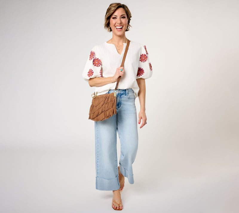 Studio Park x Amy Stran Embroidered Puff Sleeve Blouse — View 7